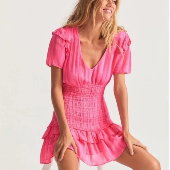 NWT LoveShackFancy Rena Smocked MiniDress Mini Dress size L - Picture 4 of 16